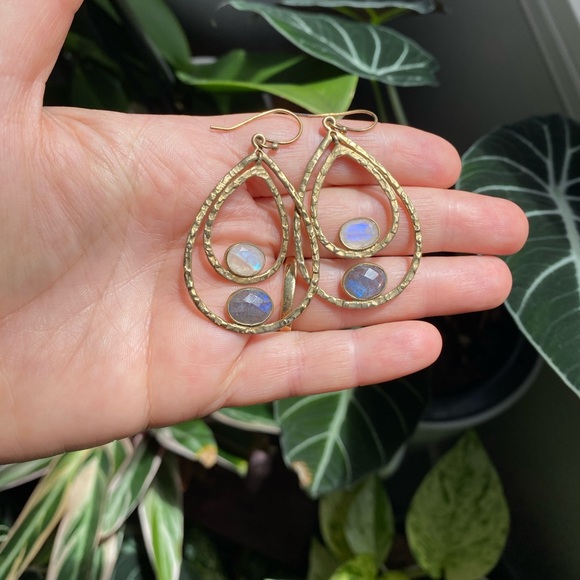 Moonstone & Labradorite earrings - Picture 3 of 5